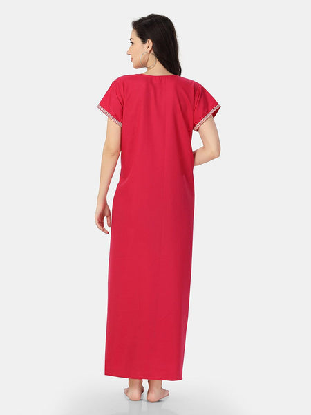 Be You Ethnic Motifs Embroidered Maxi Nightdress