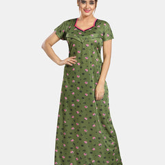 Be You Floral Printed Satin Maternity Maxi Sweat Nightdress
