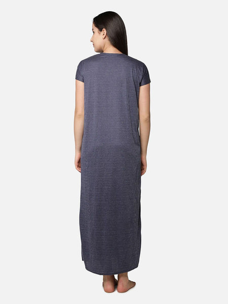 Be You Women Blue Printed Cotton Blend Maxi Maternity Nightdress