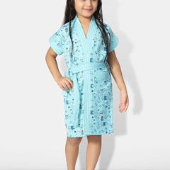 Be You Girls Printed Terry Cotton Water Absorbent Bath Robe With Belt