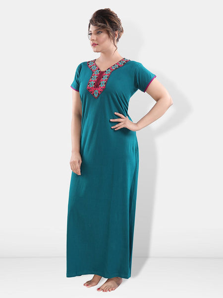 Be You Floral Embroidered V-Neck Maxi Nightdress