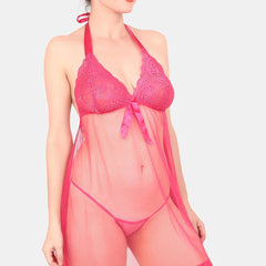 Be You Self Design Halter Neck Net Baby Doll