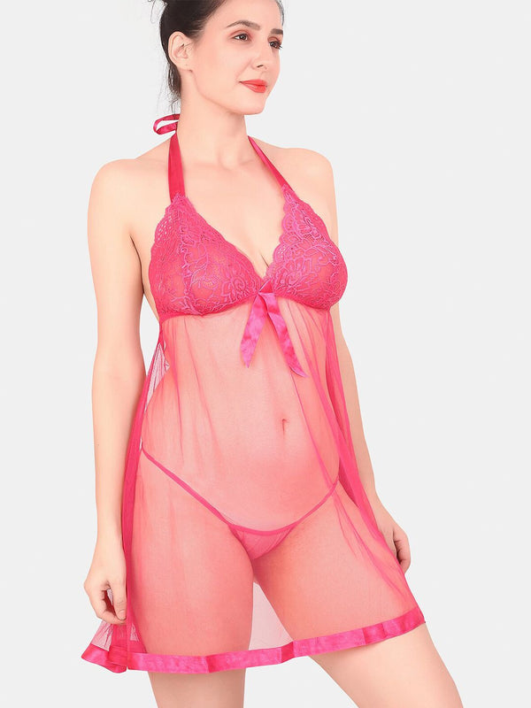 Be You Self Design Halter Neck Net Baby Doll