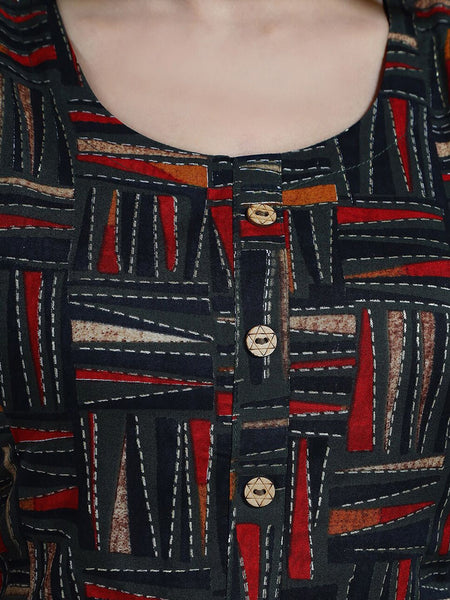 Be You Abstract Printed Round Neck Maternity Kurta