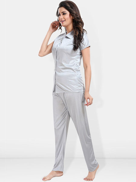 Be You Lapel Collar Satin Night suit