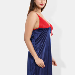Be You Floral Lace Shoulder Straps Satin Nightdress With Robe