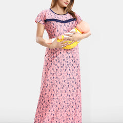 Be You Printed Satin Maternity Maxi Nightdress