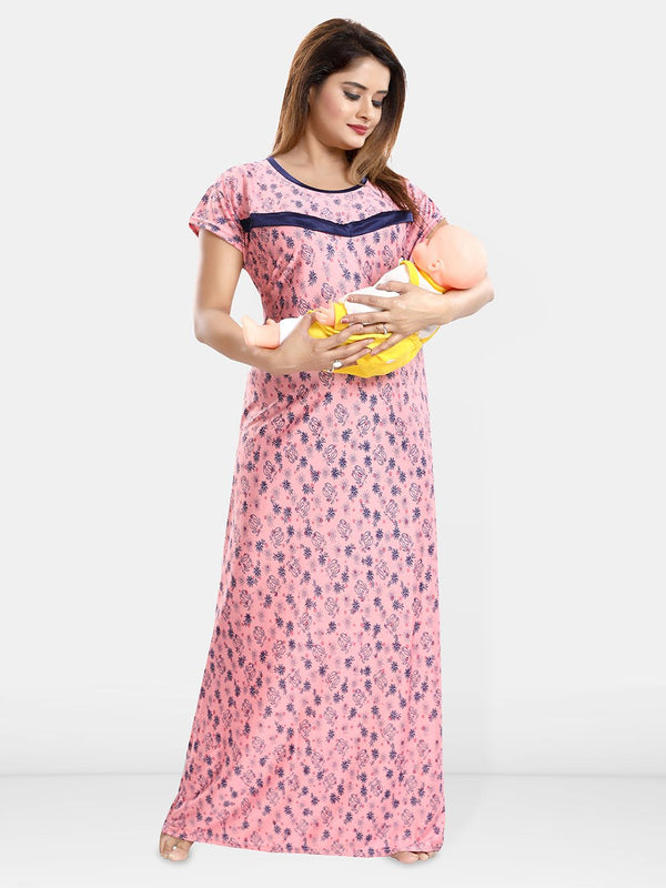 Be You Printed Satin Maternity Maxi Nightdress