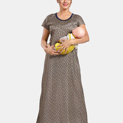 Be You Floral Printed Satin Maternity Maxi Nightdress