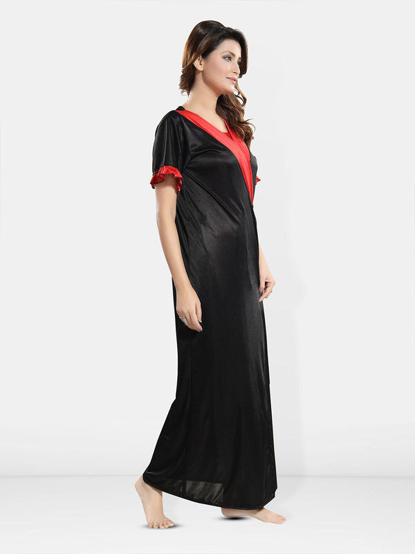 Be You Short Sleeves Satin Maxi Robe