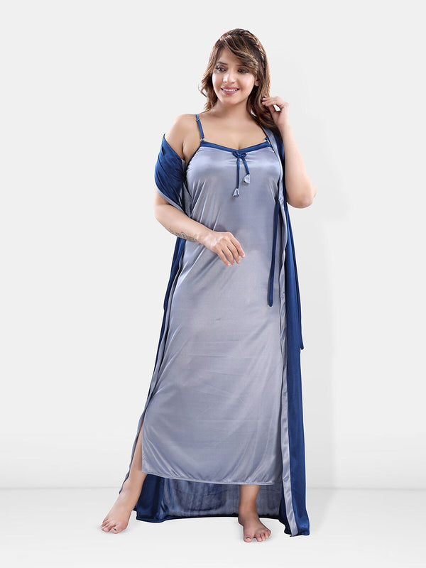 Be You Shoulder Straps Satin Maxi Nightdress with Robe