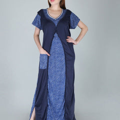 Be You Women Printed Satin Maxi Nightdress