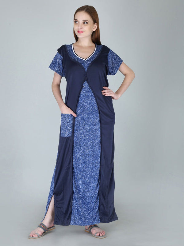 Be You Women Printed Satin Maxi Nightdress