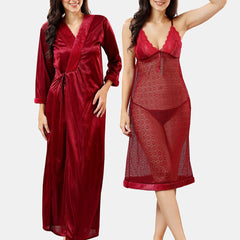 Be You Self Design Nightdress With Robe