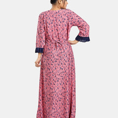 Be You Floral Printed V-Neck Satin Maxi Nightdress