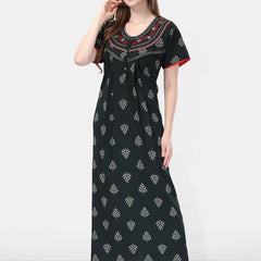 Be You Green Embroidered Maxi Nightdress