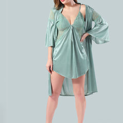 Be You Green Solid Satin Nightdress