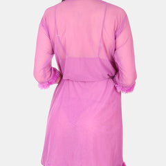 Be You Shoulder Straps Net Nightdress With Robe