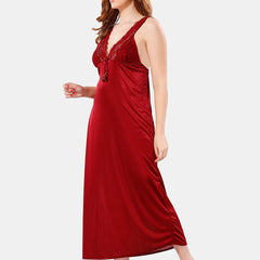 Be You V Neck Lace Satin Maxi Nightdress With Robe
