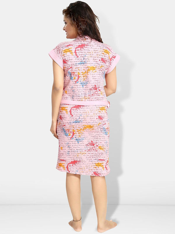 Be You Women Printed Cotton Anti-bacterial Super Soft Bath Robe With Belt