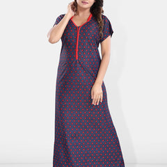 Be You Polka Dots Printed Satin Maxi Nightdress