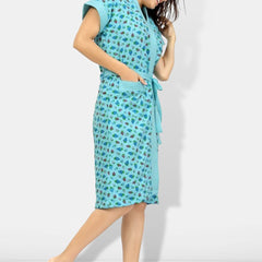 Be You Women Printed Cotton Anti-bacterial Super Soft Bath Robe With Belt