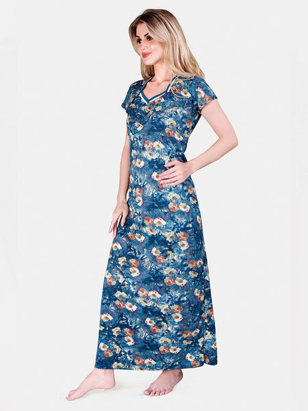Be You Printed Maternity Satin Maxi Nightdress