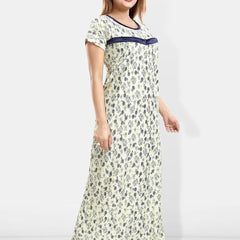 Be You Floral Printed Maxi Satin Maternity Nightdress