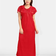 Be You Self Design Satin Maxi Nightdress