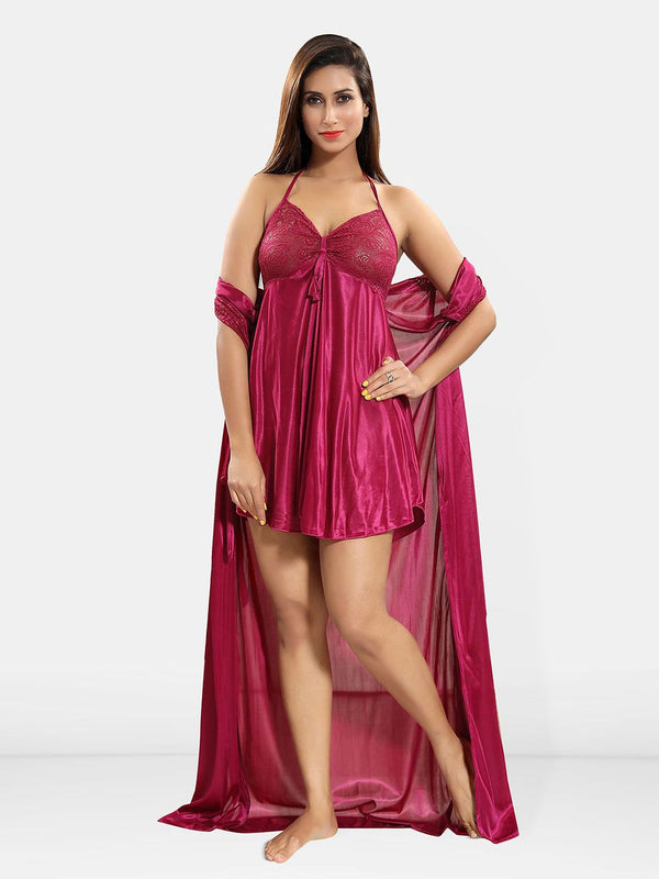 Be You Set of 2 Satin Maxi Sweat Nightdress