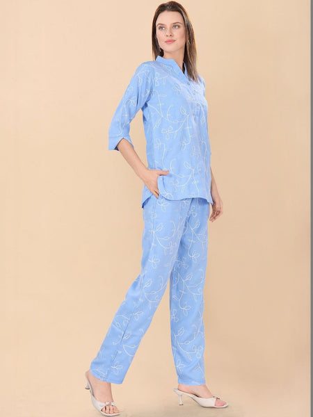 Be You Embroidered Top With Trousers Co-Ords
