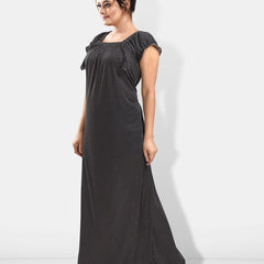 Be You Polka Dots Printed Square Neck Satin Maxi Nightdress