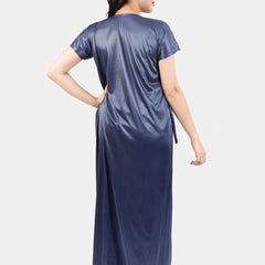 Be You Floral Lace Shoulder Straps Satin Maxi Nightdress With Robe