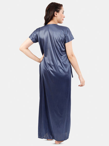 Be You Floral Lace Shoulder Straps Satin Maxi Nightdress With Robe