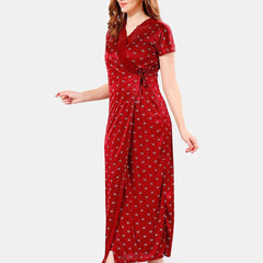 Be You V Neck Lace Satin Maxi Nightdress With Robe