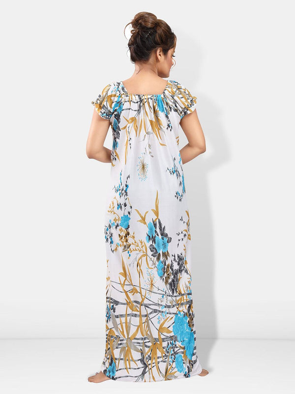 Be You Floral Printed Satin Maxi Everyday Nightdress