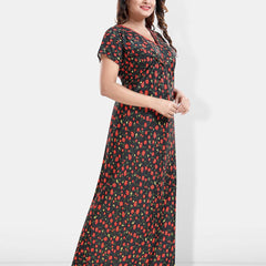 Be You Printed Satin V-Neck Maternity Maxi Nightdress