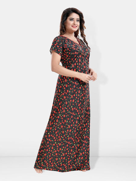 Be You Printed Satin V-Neck Maternity Maxi Nightdress