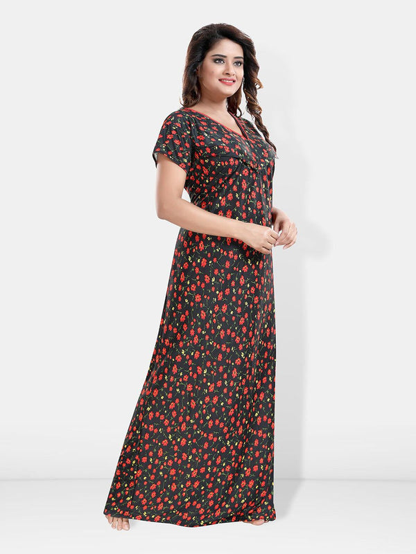 Be You Printed Satin V-Neck Maternity Maxi Nightdress