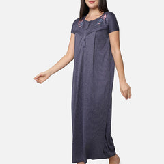 Be You Blue Embroidered Maxi Nightdress