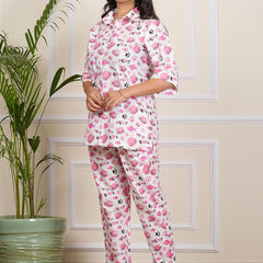 Be You Floral Printed Short Sleeves Shirt With Pyjama