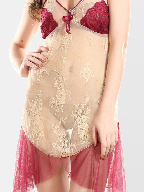 Be You Shoulder Straps Nightdress With Robe & Briefs