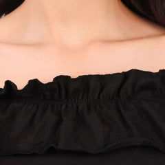 Be You Off-Shoulder Flutter Sleeve Ruffles Cotton Bardot Crop Top