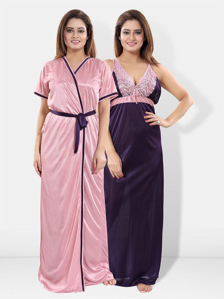 Be You V-Neck Maxi Wrap Nightdress with Robe