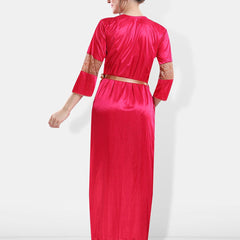 Be You Self Designed Shoulder Straps Satin Maxi Nightdress With Robe