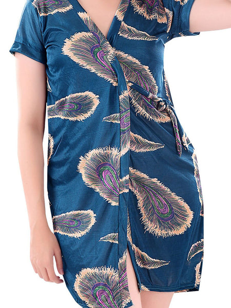 Be You Women Set of 3 Teal Printed Nightdress