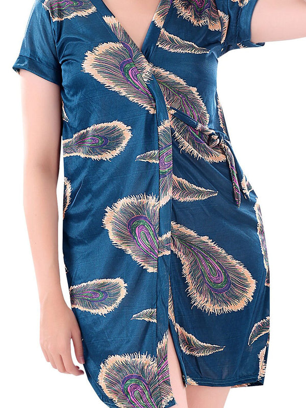 Be You Women Set of 3 Teal Printed Nightdress