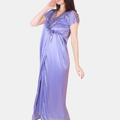 Be You Floral Lace Shoulder Straps Satin Maxi Nightdress With Robe