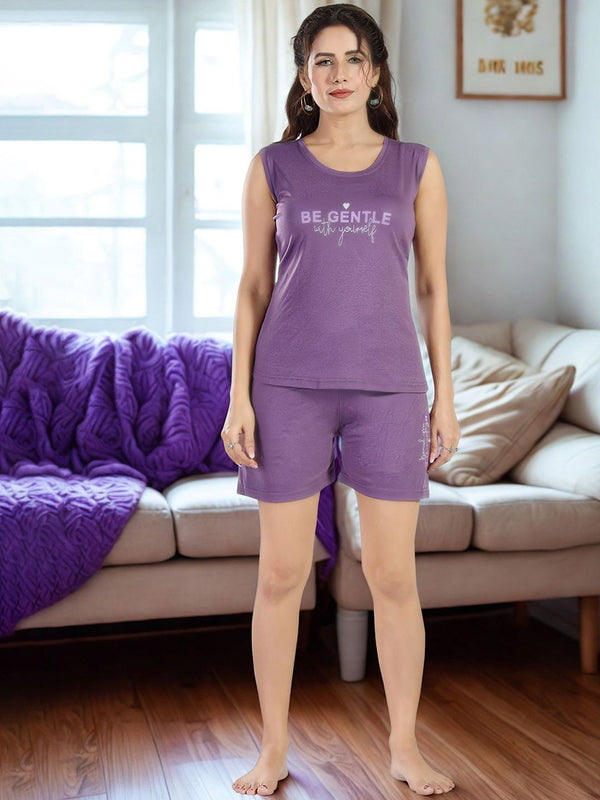 Be You Women Printed T-shirt & Shorts Night suit