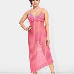 Be You Self Design Shoulder Straps Net Baby Doll With Brief